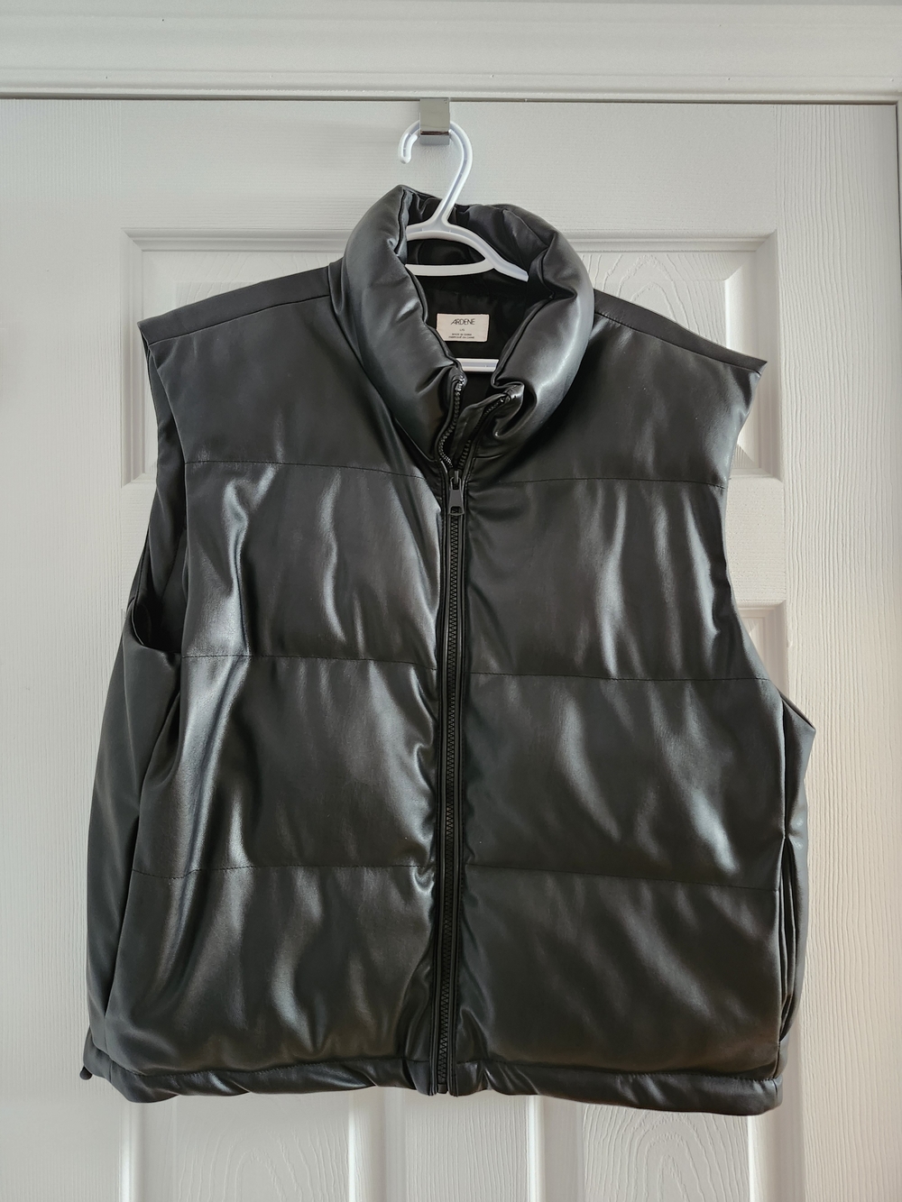 Ardene Black Faux Leather Quilted Puffer Vest